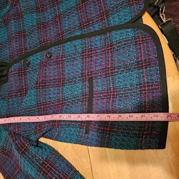 Vintage 80s/90s purple & teal plaid blazer - Picture 7 of 8